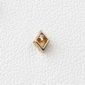 TWO 14k Yellow Gold Real Diamond Threadless Ends